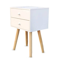 2 Drawer Side Table Sleek Modern & Stylish Neutral Design 61cm
