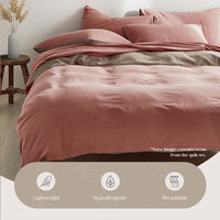 Washed Cotton Quilt Set Pink Brown Single