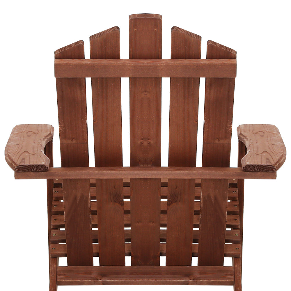Outdoor Sun Lounge Beach Chairs Table Setting Wooden Adirondack Patio Chair Brown