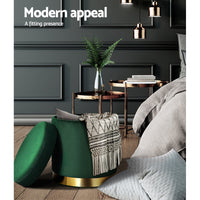 Storage Ottoman Foot Stool Round Velvet Foot Rest Pouffe Footstool Green