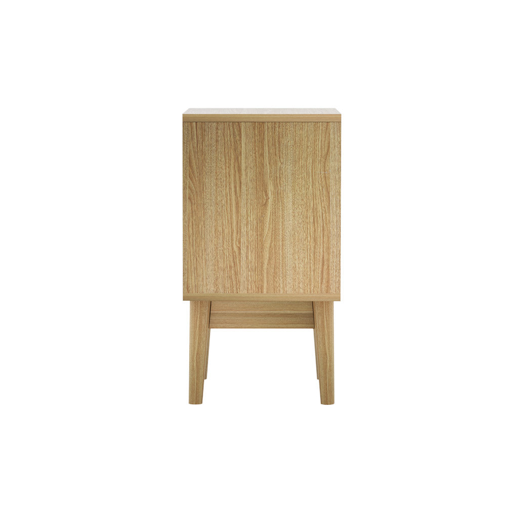 Bedside Tables Rattan 2 Drawers Side Table Nightstand Storage Cabinet