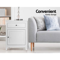 Bedside Tables Big Storage Drawers Cabinet Nightstand Lamp Chest White