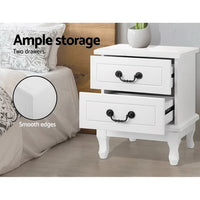 White Bedside Table with 2 Drawers