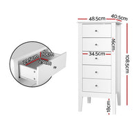 White Tallboy Chest of Drawers Storage Cabinet
