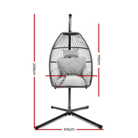 Outdoor Furniture Egg Hammock Hanging Swing Chair Stand Pod Wicker Grey