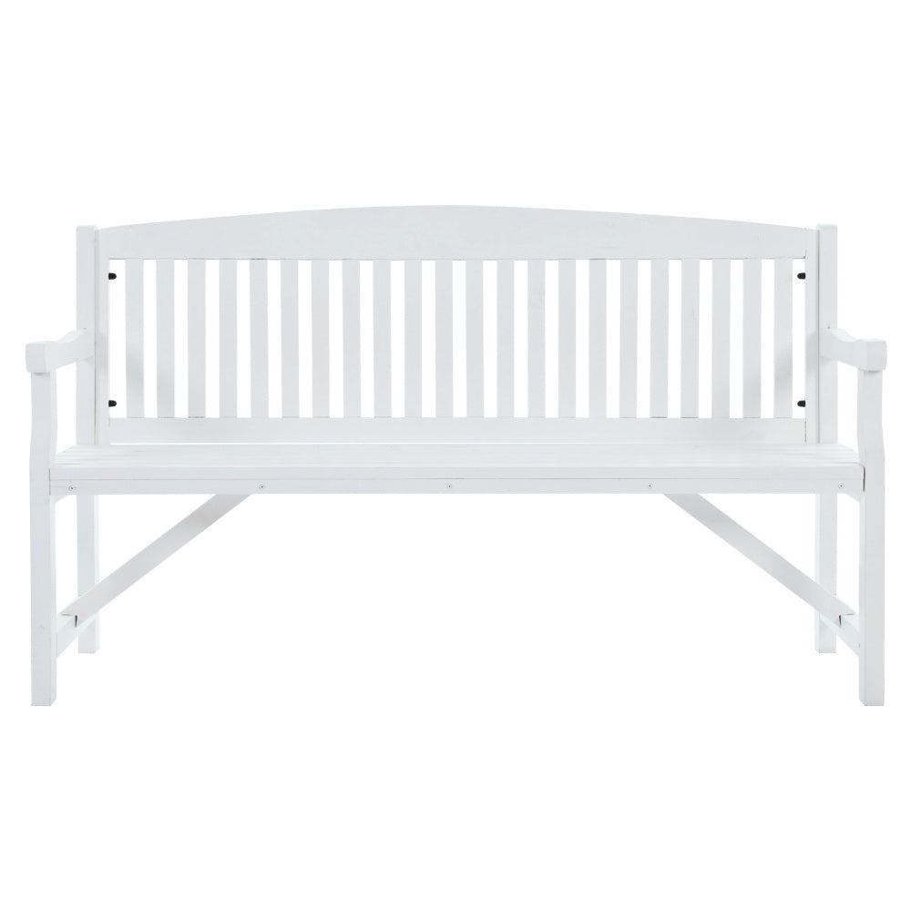 Wooden Garden Bench Chair Outdoor Furniture Patio Deck 3 Seater White