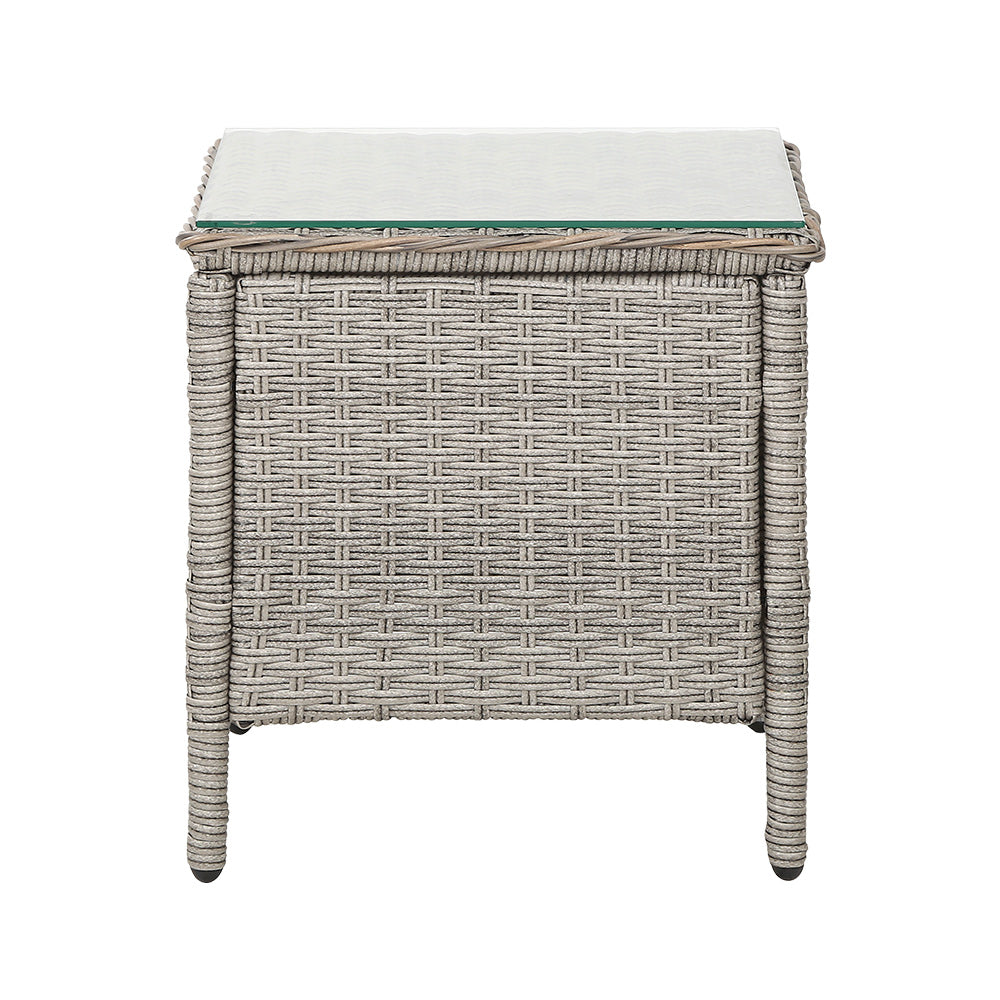Side Table Coffee Patio Desk Outdoor Furniture Rattan Indoor Garden Grey