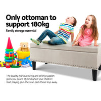 Storage Ottoman Blanket Box Fabric Chest Footstool Foot Stool Bench Taupe