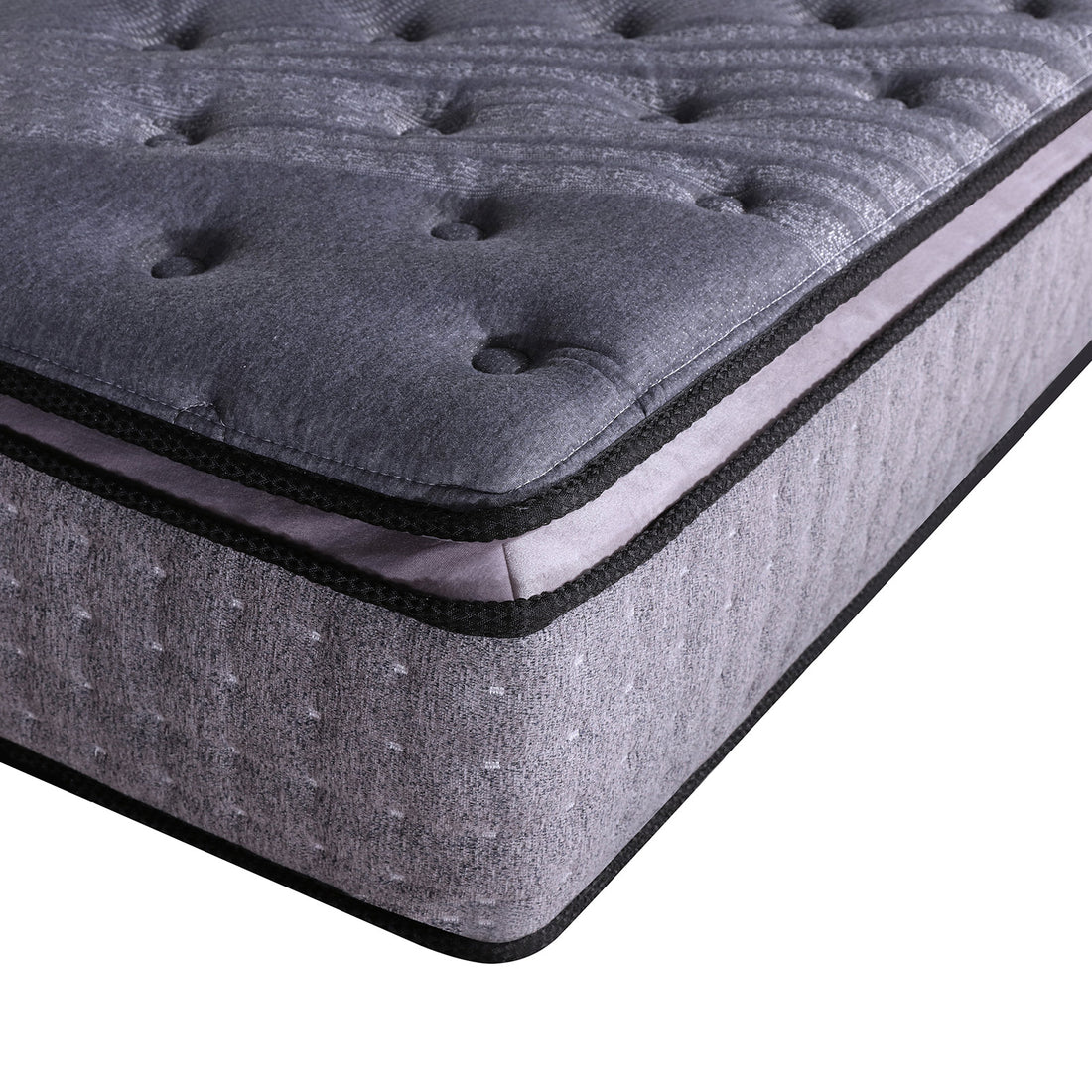 Charcoal Mattress Pocket Spring Pillowtop 5 Zone 32cm Depth - Queen