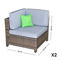 5 Piece Outdoor Sofa Set Rattan Oatmeal Black Patio Garden Lounge