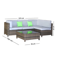 5 Piece Outdoor Sofa Set Rattan Oatmeal Black Patio Garden Lounge