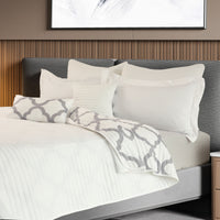 Bamboo Cooling Reversible 7 Piece Comforter Set Bedspread - Queen - White