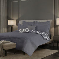 Bamboo Cooling Reversible 7 Piece Comforter Set Bedspread - King - Charcoal