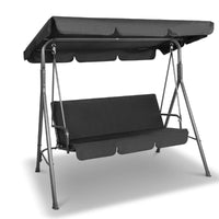 Outdoor Swing Bench Seat Chair Canopy Furniture 3 Seater Garden Hammock - Black
