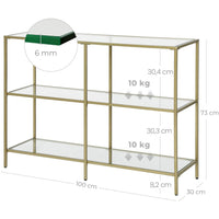 3-Tier Tempered Glass Sofa Table Modern Storage Shelf