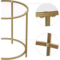 Gold Round Side Table with Golden Metal Frame Robust and Stable