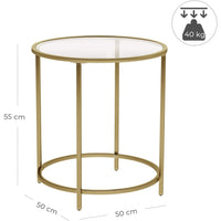 Gold Round Side Table with Golden Metal Frame Robust and Stable