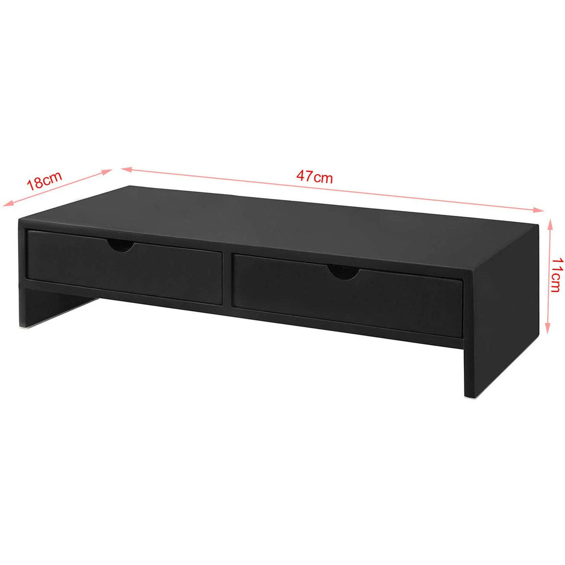 Black Monitor Stand Desk Organizer with 2 Drawers