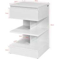 White Bedside Table with 1 Drawer and 3 Shelves