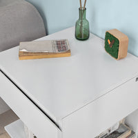 White Bedside Table with 1 Drawer and 3 Shelves