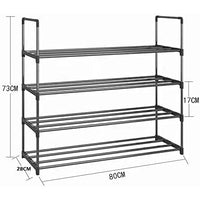 4-Tier Stainless Steel Shoe Rack Storage Organizer to Hold up to 20 Pairs of Shoes (80cm, Black)