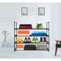 4-Tier Stainless Steel Shoe Rack Storage Organizer to Hold up to 20 Pairs of Shoes (80cm, Black)