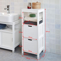 White Freestanding Cabinet with 2 Drawers and Shelf for Bathroom