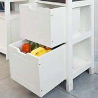 White Freestanding Cabinet with 2 Drawers and Shelf for Bathroom