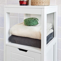 White Freestanding Cabinet with 2 Drawers and Shelf for Bathroom