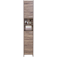 Bathroom Tallboy Narrow High Cabinet With 2 Doors/2 Shleves - Walnut
