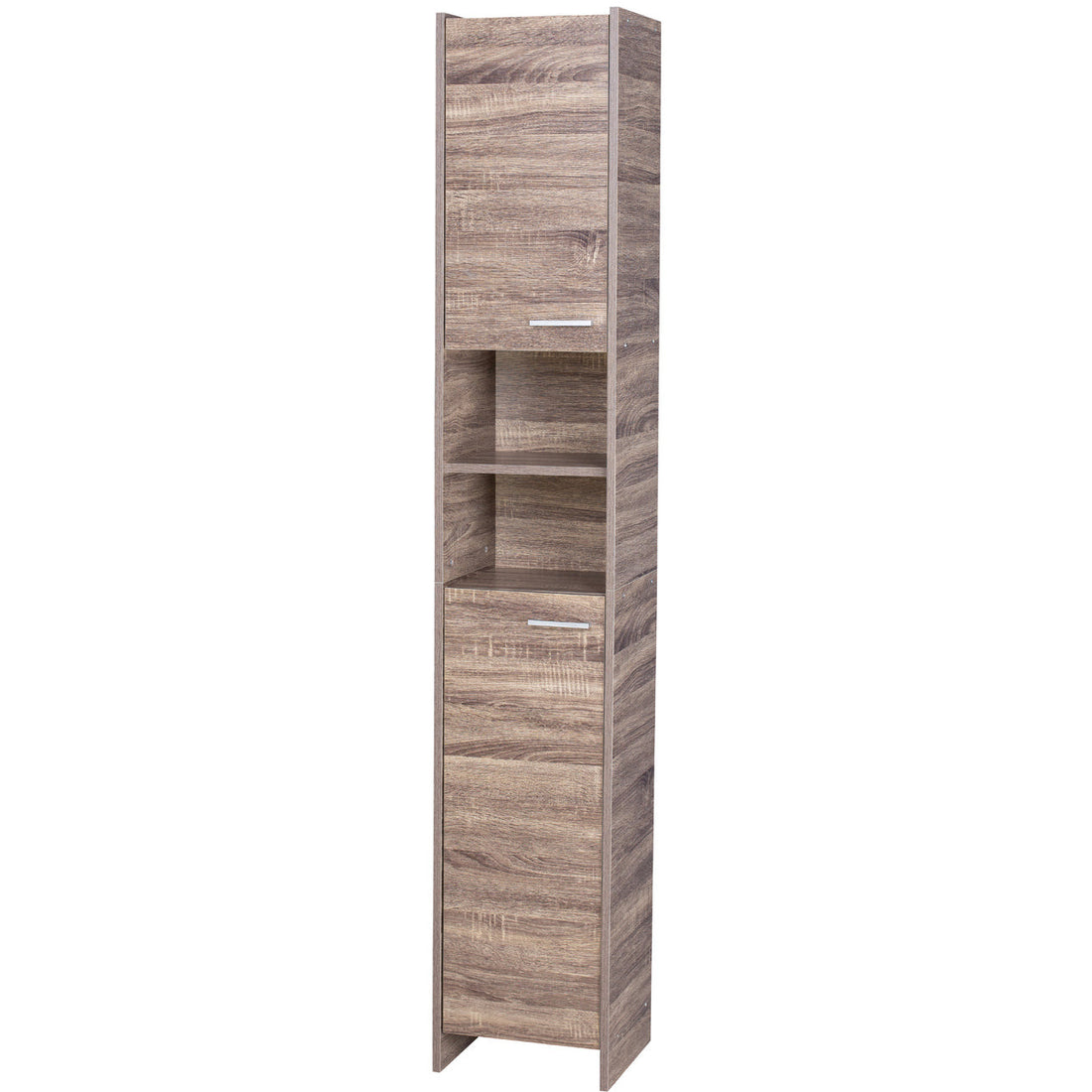 Bathroom Tallboy Narrow High Cabinet With 2 Doors/2 Shleves - Walnut