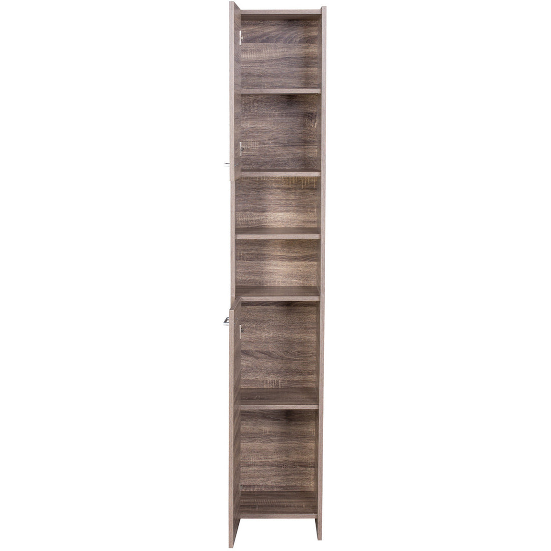 Bathroom Tallboy Narrow High Cabinet With 2 Doors/2 Shleves - Walnut