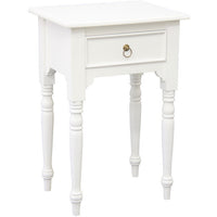 Milly Turn Leg 1 Drawer Side Table (White)