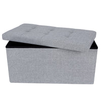 76cm Folding Storage Ottoman Bench Foot Rest Stool Light Gray