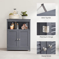 Floor Cabinet with Shelf and 2 Doors Gray BBC040G01