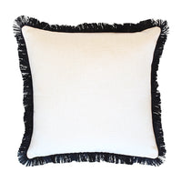 Cushion Cover-Coastal Fringe Black Solid Natural 45cm x 45cm