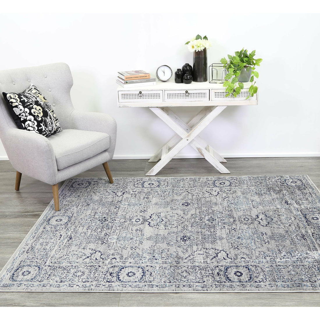 Arya Grey Contemporary Rug 80x300 cm