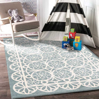 Piccolo Aqua White Doily Kids Rug 120x170cm