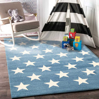Piccolo Blue and White Stars Kids Rug 120x170cm