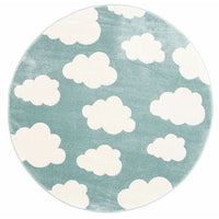 Piccolo Aqua White Cloud Kids Rug 133x133cm Round