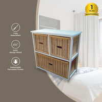 Hyssop 3 Chest of Drawers Cane Bedroom Kitchen Bathroom Storage Tallboy Shelf