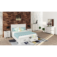 Foxglove Tallboy 5 Chest of Drawers Solid Ash Wood Bed Storage Cabinet - White