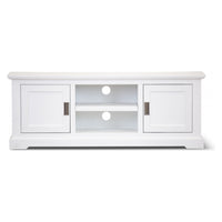 Entertainment TV Unit 160cm 2 Door Solid Acacia Wood Coastal - White