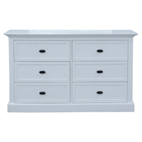 Beechworth Dresser 6 Chest of Drawers Pine Wood Storage Cabinet Hampton - White