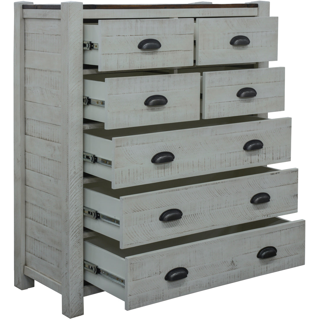 Tallboy 7 Chest of Drawers Solid Acacia Timber Wood Cabinet Brown White