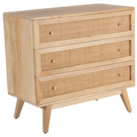Storage Cabinet Buffet Chest of 3 Drawer Mango Wood Rattan Natural