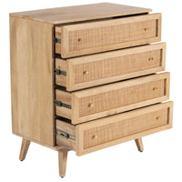 Storage Cabinet Buffet Chest of 4 Drawer Mango Wood Rattan Natural