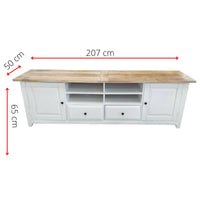 Lavasa Entertainment TV Unit 207cm 2 Door Mango Wood Farmhouse Furniture