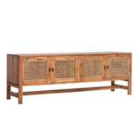 Jasmine Entertainment TV Unit 160cm 4 Door Mindi Wood Rattan - Brown
