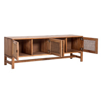 Jasmine Entertainment TV Unit 160cm 4 Door Mindi Wood Rattan - Brown